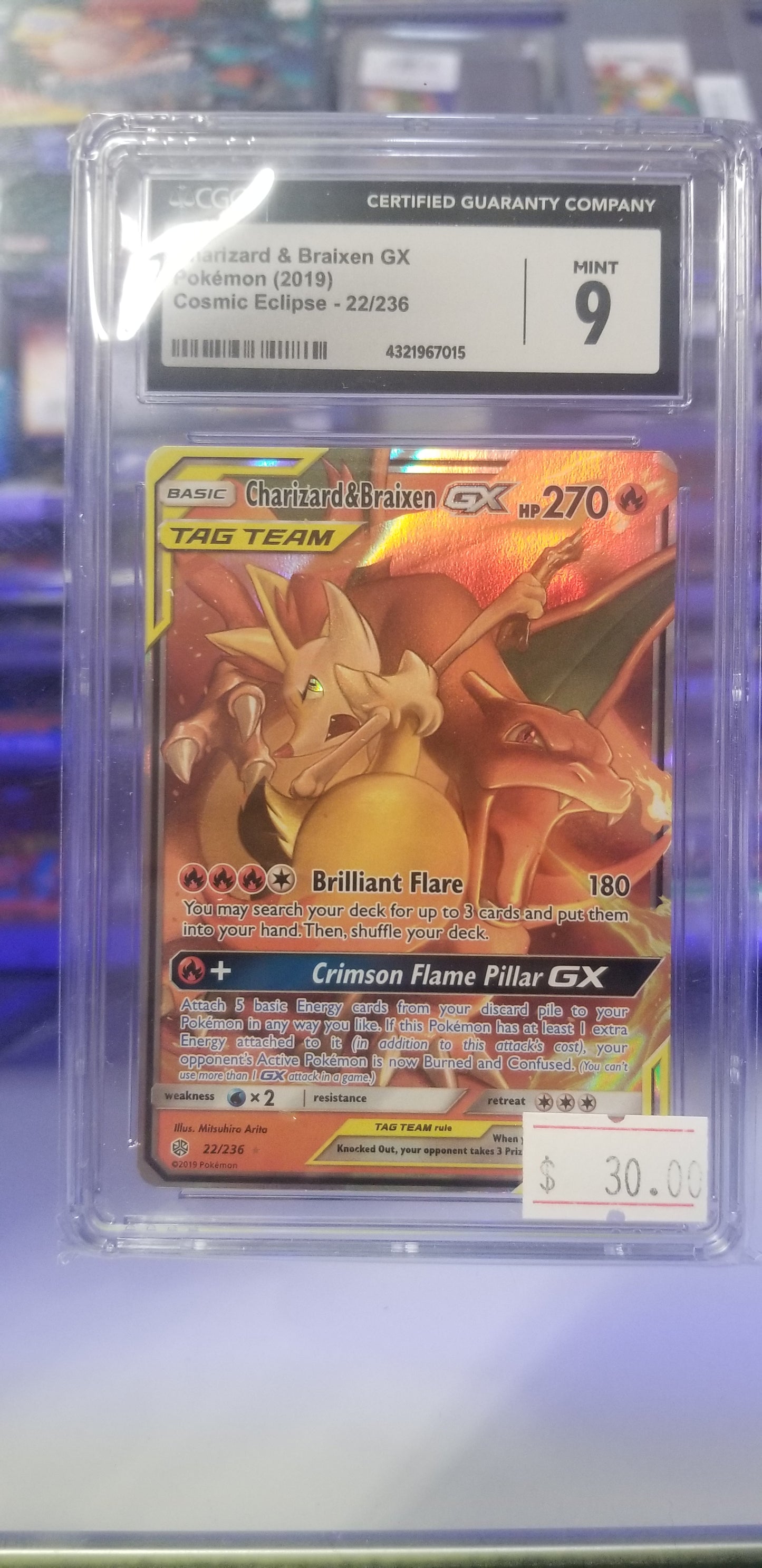 Charazard and Braixen GX Pokemon(2019) CGC 9 Mint