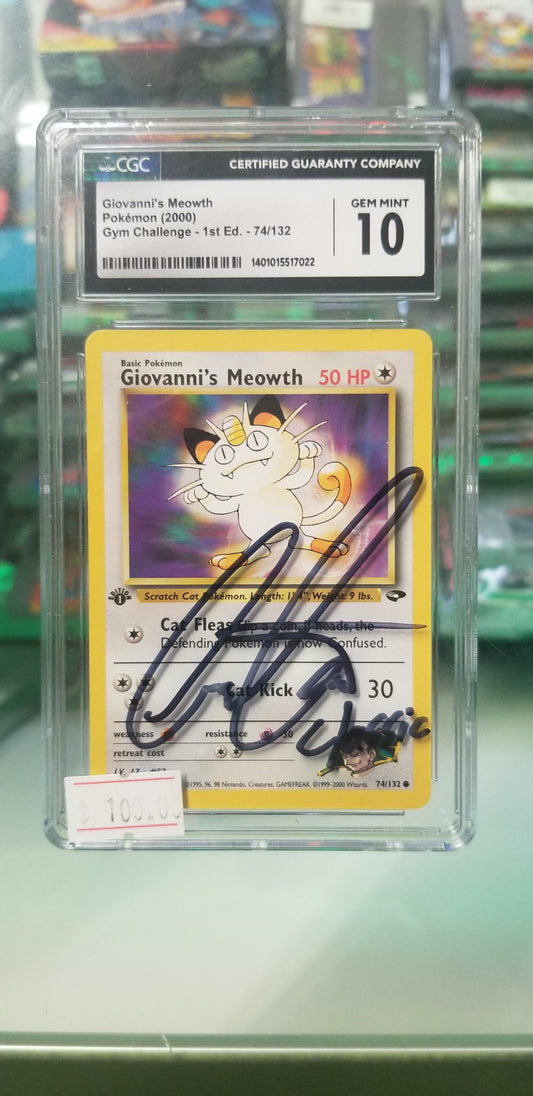 Giovanni's Meowth Pokemon(2000) CGC 10 Gem Mint Signed